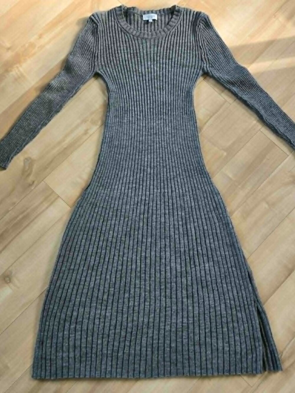 COCOGIÓ Made in Italy Ribbed Knit Midi Dress Gray Old Money Mob Wife Sz S
